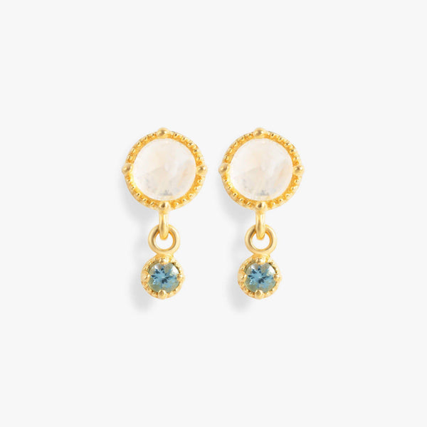 Natural Crystal And Light Blue Aquamarine Drop Stud Earrings