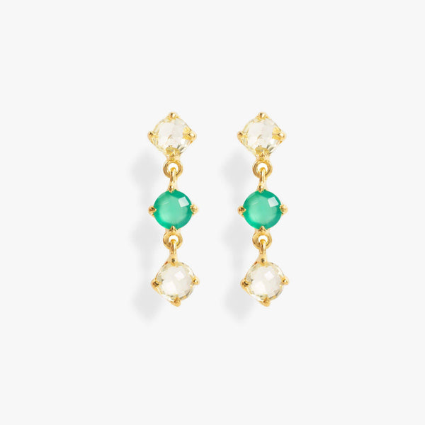 Natural Green Emerald And Yellow Citrine Drop Earrings