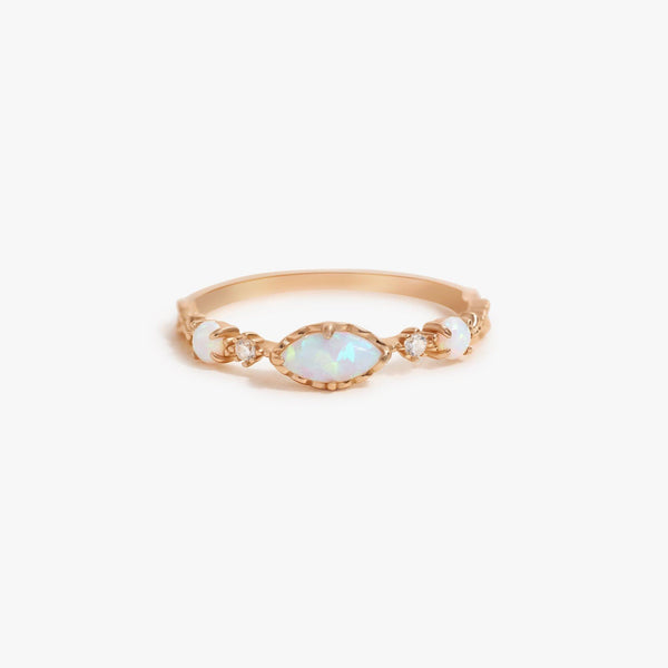 Natural Pink Opal Oval Engagement Ring