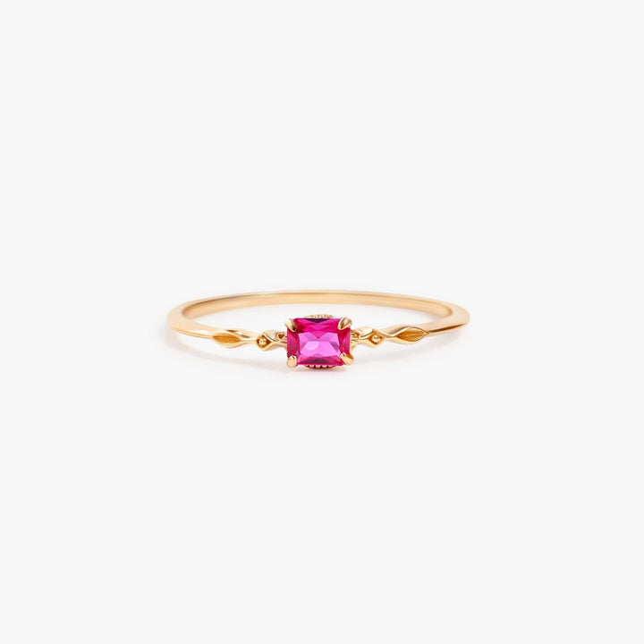 Natural Red Ruby Gemstone Ring & 14K Gold Ring