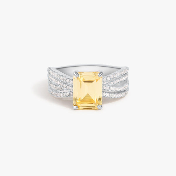 Natural Yellow Citrine Gemstone Engagement Ring