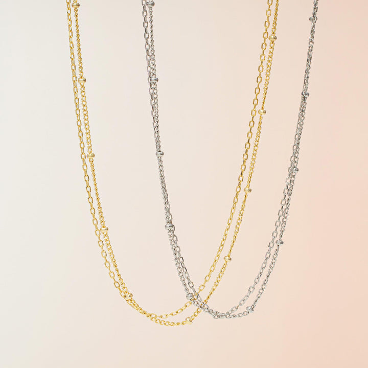 Stackable Double Layered Plain Chain Necklace-EricaJewels