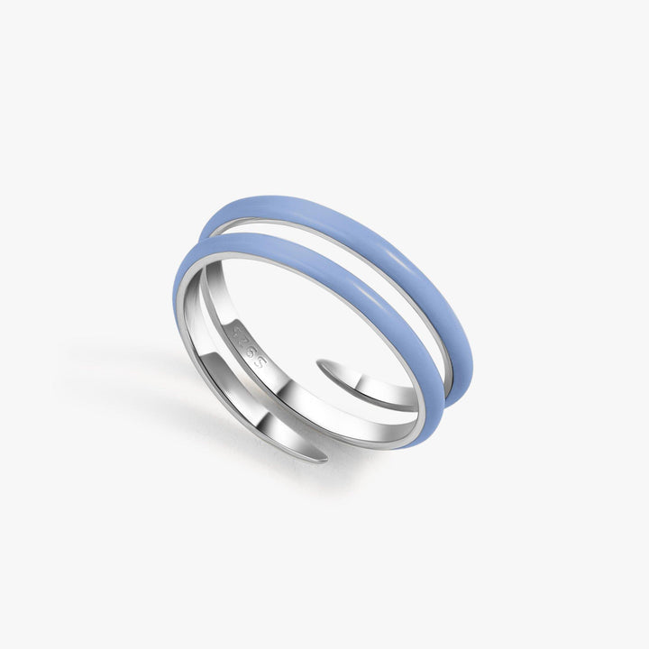 Ocean Blue Enamel Open Claw Ring