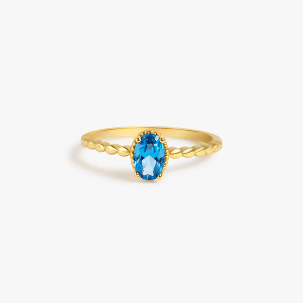 Oval Aquamarine Light Blue 3A CZ Stacking Ring