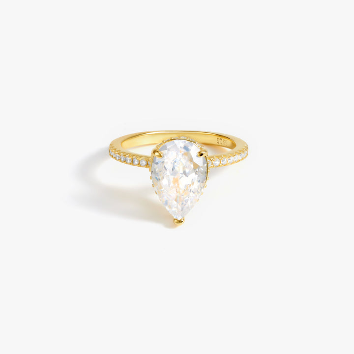 Pear Cut Water Drop Crystal 8A CZ Moissanite Ring