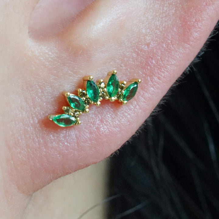 Emerald Green Crown Earrings