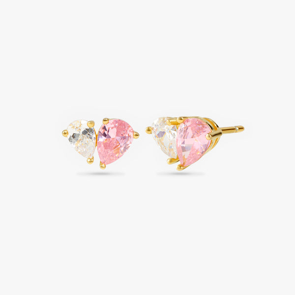 Pink 3A CZ Heart Stud Earrings for Women | Chirstmas Gift