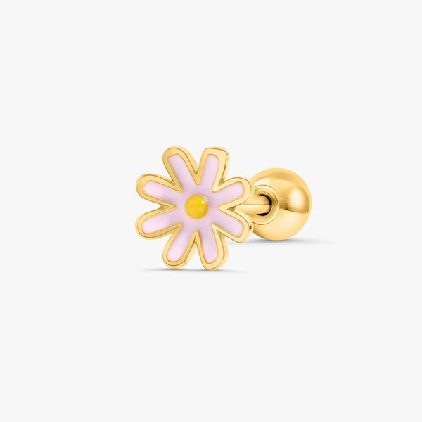Pink Enamel Daisy Flower Cartilage Piercing Earring