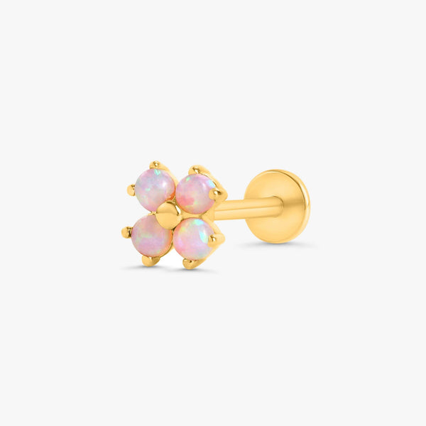 Color_Gold,Bar Type & Materials_Labret (Titanium);Pink Opal Stud Earrings - EricaJewels