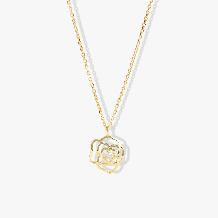 Plain Cut-out Camellia Pendant Necklace