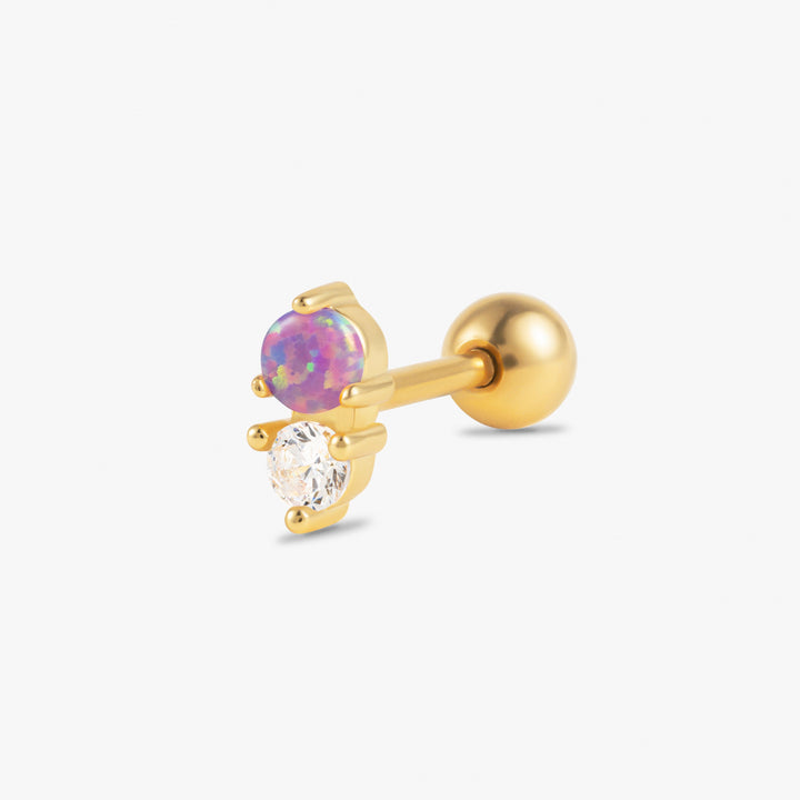 Purple Opal Double Gem Cartilage Piercing Earring