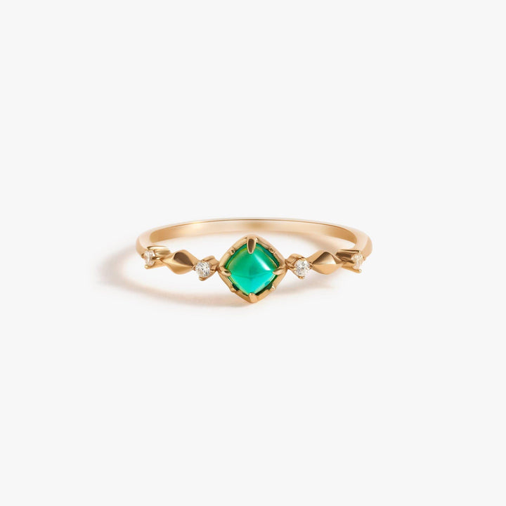 Round Emerald Green 3A CZ Stacking Ring