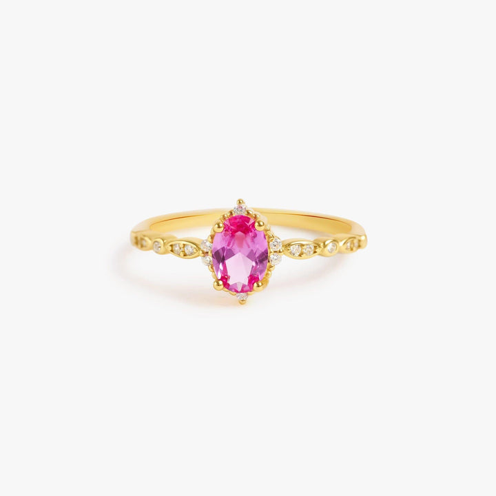 Ruby Red 3A CZ Oval Stacking Ring