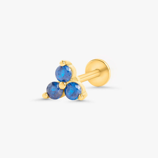 Color_Gold,Bar Type & Materials_Labret (Titanium);Blue Sapphire Stud Earrings - EricaJewels