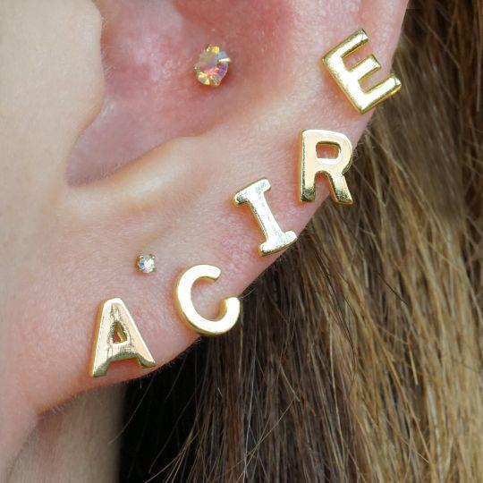 Erica Jewels Earrings | Initial Letters Screw Back Earrings 