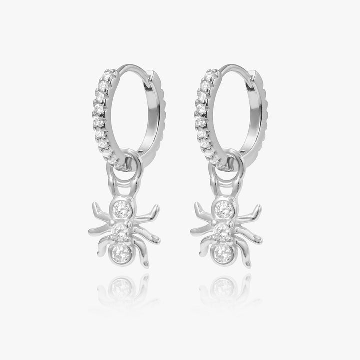 Ant Drop Hoop Earrings Silver