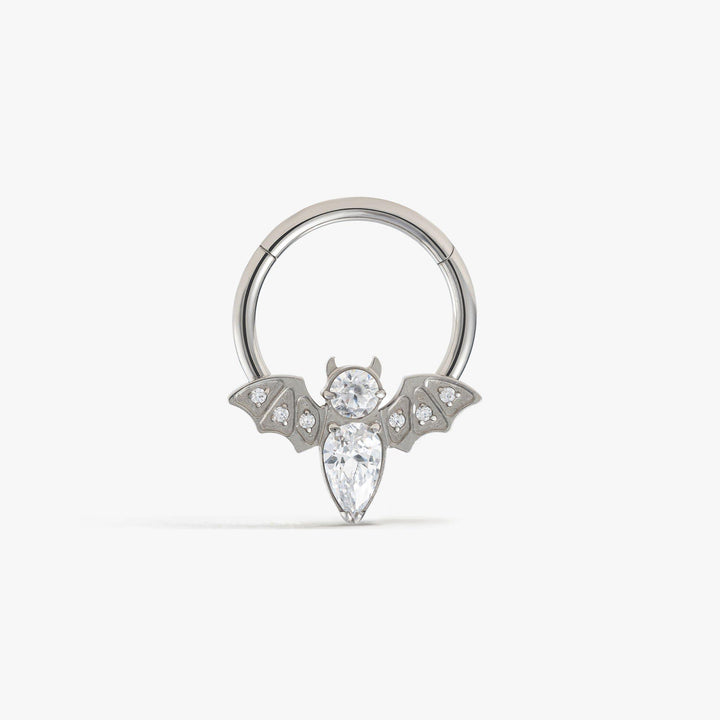 Silver Bat Crystal 3A CZ 16G Daith Jewelry & Septum Rings