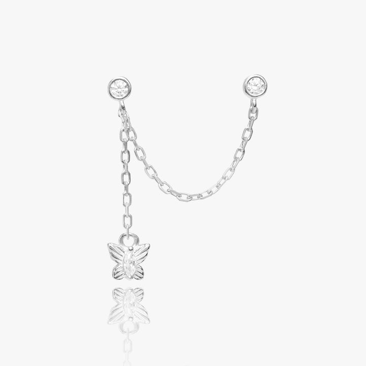 butterfly chain earring silver