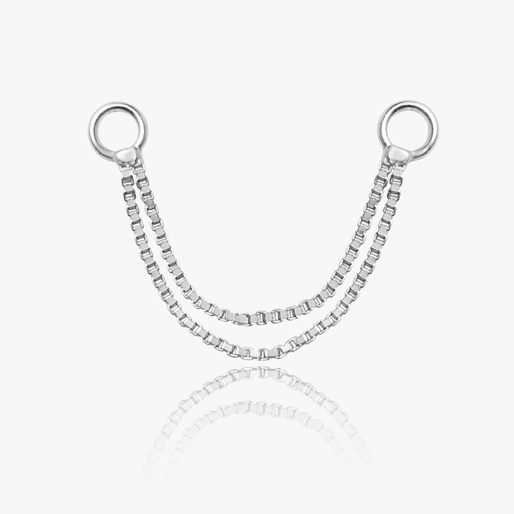 double chain for stud earring silver