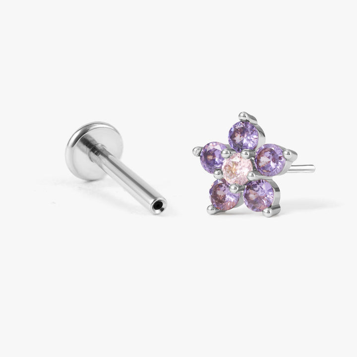 flower stud earring silver