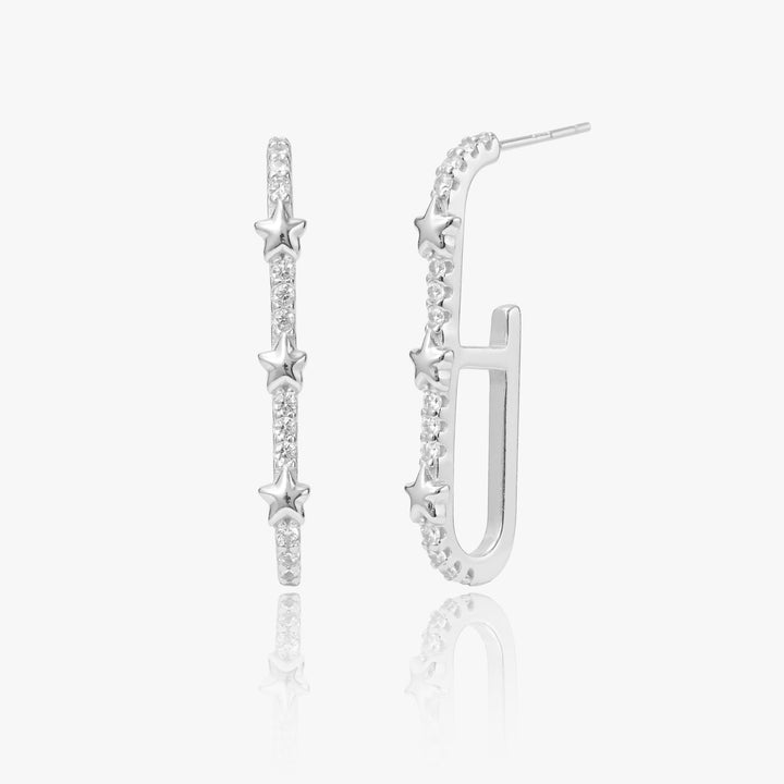 star open hoop earrings​ silver