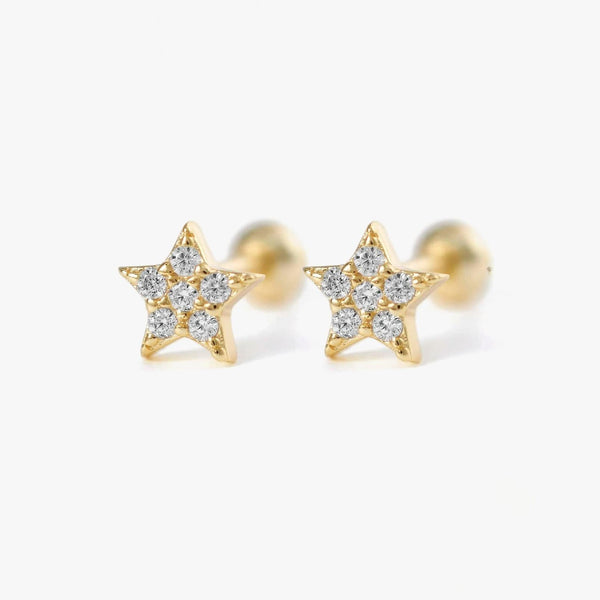 Sparkling Star Crystal 3A CZ Screw Back Earrings