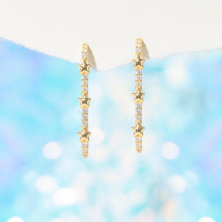 Triple star hoop earrings​