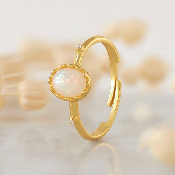 Adjustable Ring | Gold Promise Ring | Opal Promise Rings