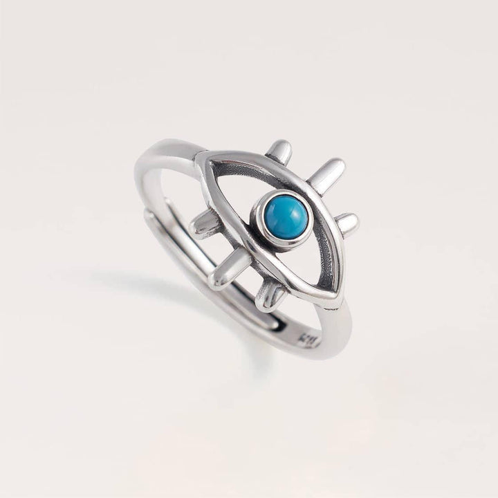 Adjustable Turquoise Evil Eye Ring