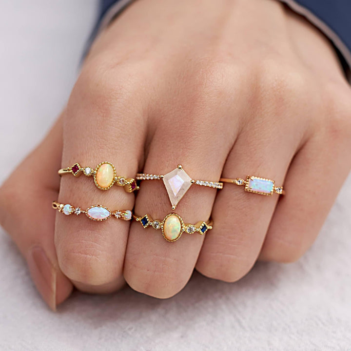 gold opal engagement rings