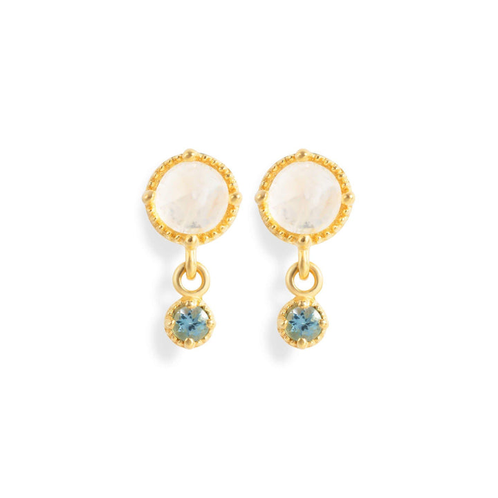 Natural Crystal And Light Blue Aquamarine Drop Stud Earrings