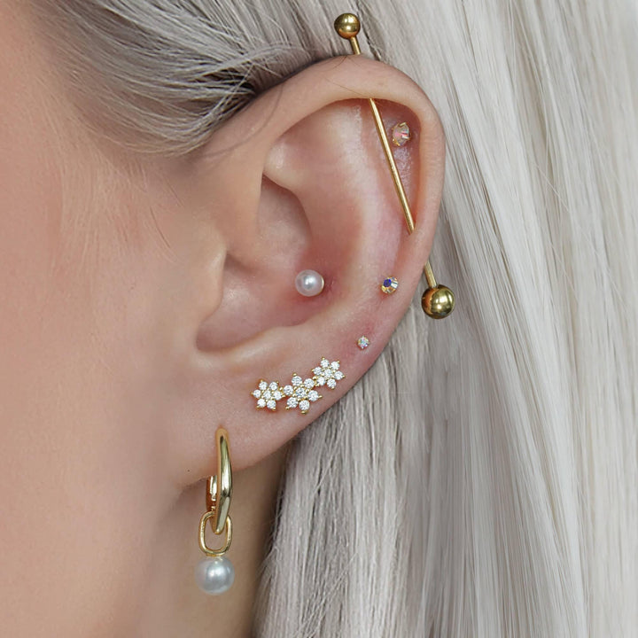 Flower Stud Earrings & Helix Piercing 20g - EricaJewels
