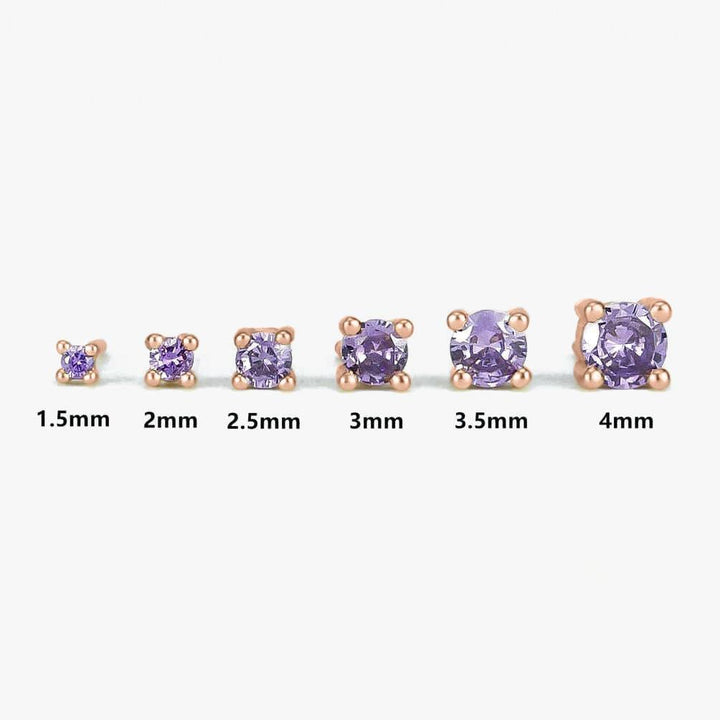 Muptile Sizes Amethyst Purple 3A CZ Stud Earrings-EricaJewels