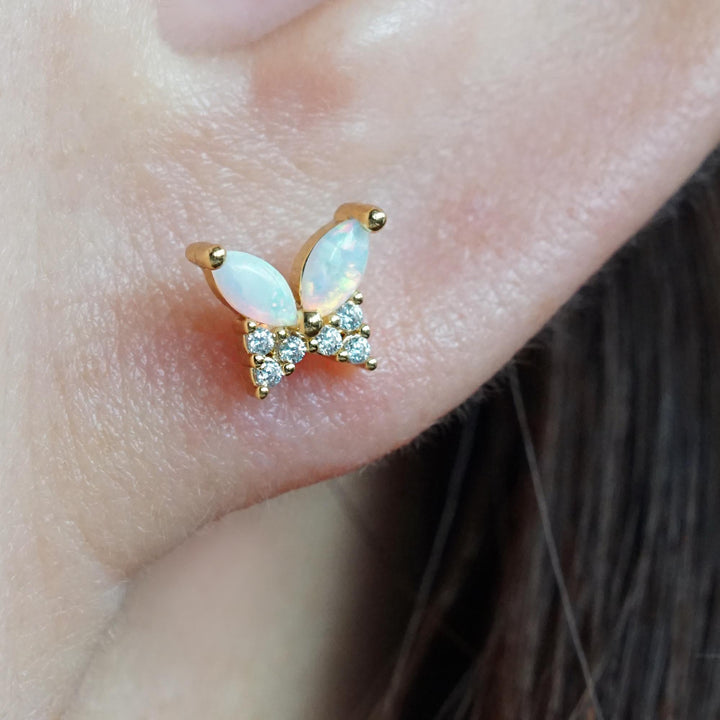 White Opal Lobe Earring