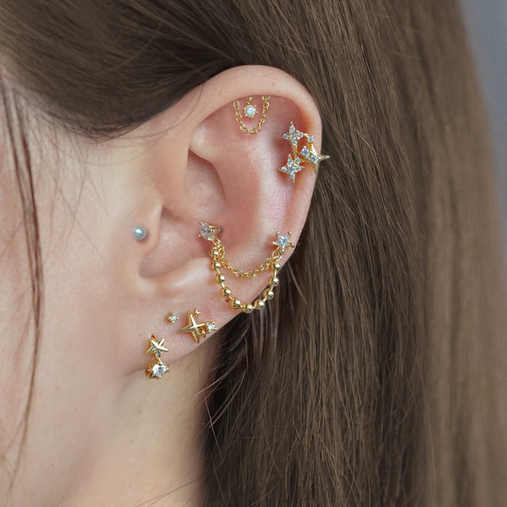 Double stud chain Earring