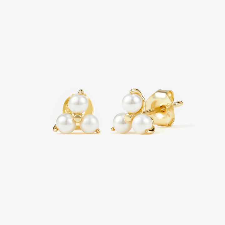 Three Leaf Clover | Pearl Stud Earrings