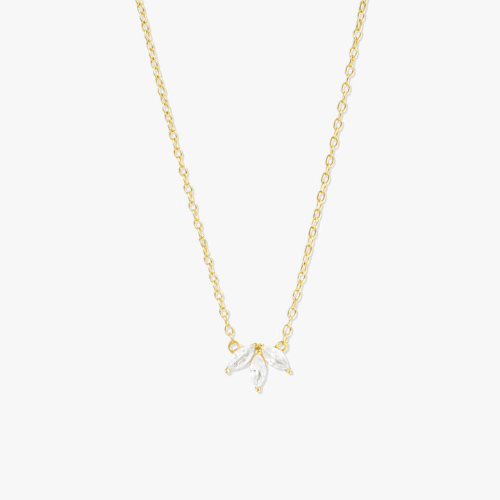 Three Leaf Marquise Crystal 3A C Pendant Necklace