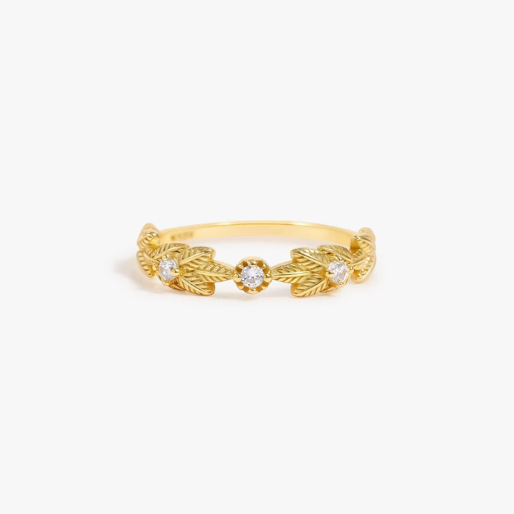 Tiny Crystal 3A CZ Ring & 14K Gold Ring