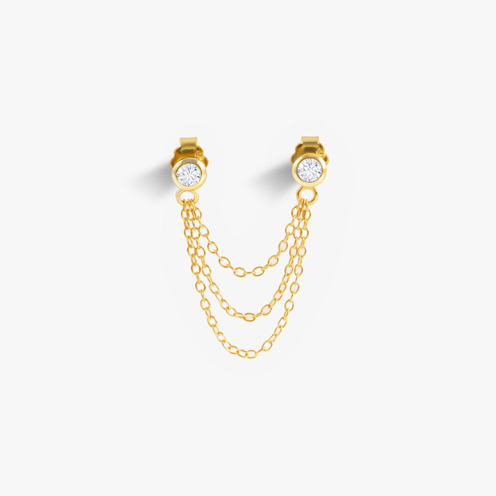 double pierced chain earrings 