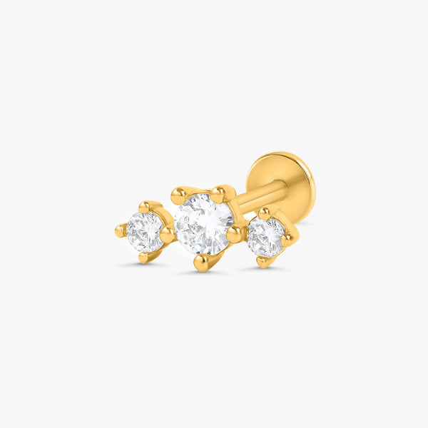 Color_Gold,Bar Type & Materials_Labret (Titanium);Clear Stone Stud Earrings - EricaJewels