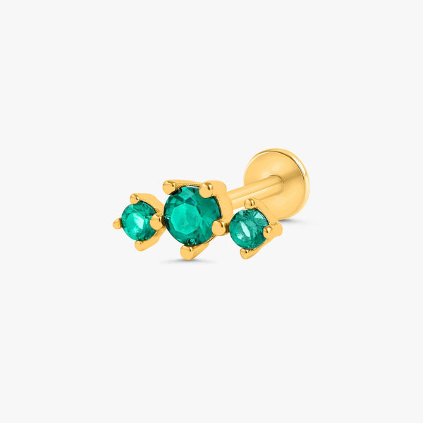 Color_Gold,Bar Type & Materials_Labret (Titanium);Emerald Green Earrings - EricaJewels