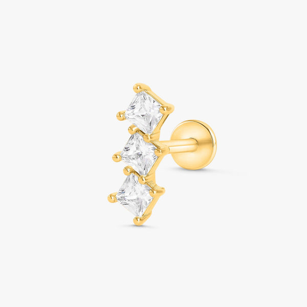 Color_Gold,Bar Type & Materials_Labret (Titanium) ;Square Stud Earrings - EricaJewels