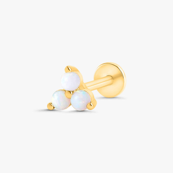 Color_Gold,Bar Type & Materials_Labret (Titanium) ;White Opal Earrings - EricaJewels