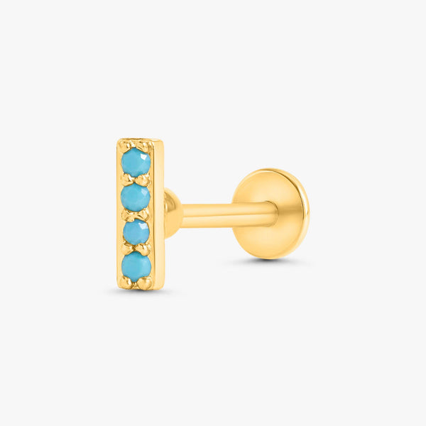 Color_Gold,Bar Type & Materials_Labret (Titanium) ;Turquoise Earrings Stud - EricaJewels