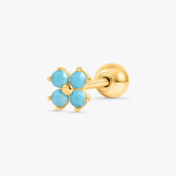 Turquoise Clover Lotus Cartilage Piercing Earring
