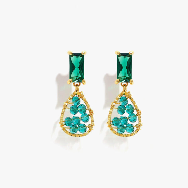 Vintage Emerald Green 3A CZ Dangle Earrings