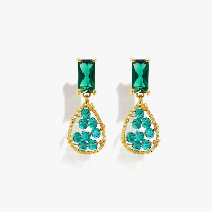 Vintage Emerald Green 3A CZ Dangle Earrings
