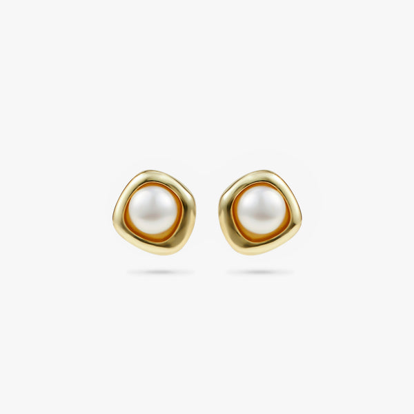 Vintage Gold Pear Stud Earrings | Sterling Silver