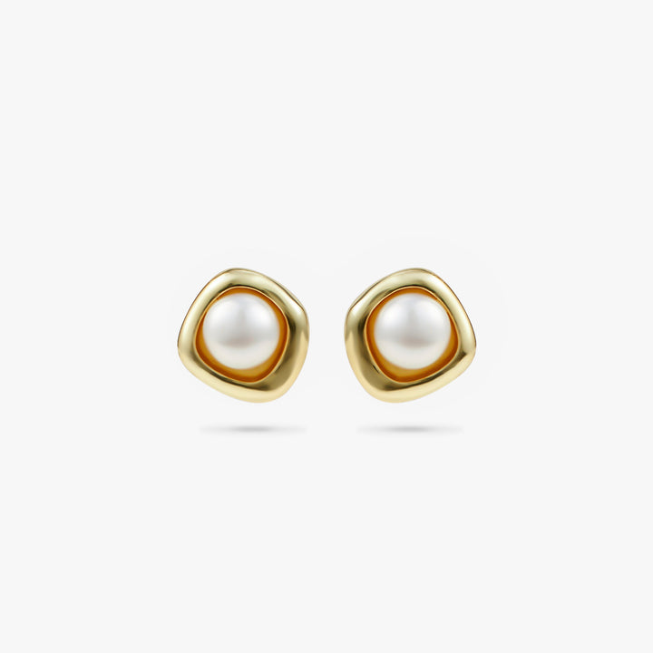 Vintage Gold Pear Stud Earrings | Sterling Silver