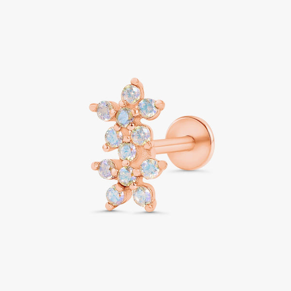 Color_Rose Gold,Bar Type & Materials_Labret (Titanium) ;Flower Earrings Studs - EricaJewels
